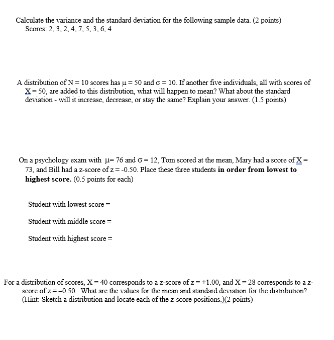 Solved Calculate the variance and the standard deviation for