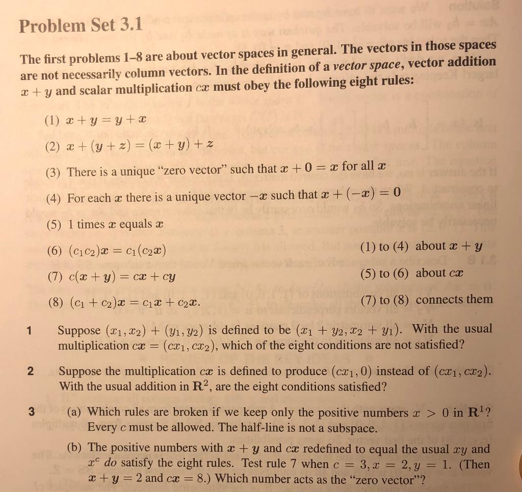Solved Problem Set 3.1 The first problems 1-8 are about | Chegg.com