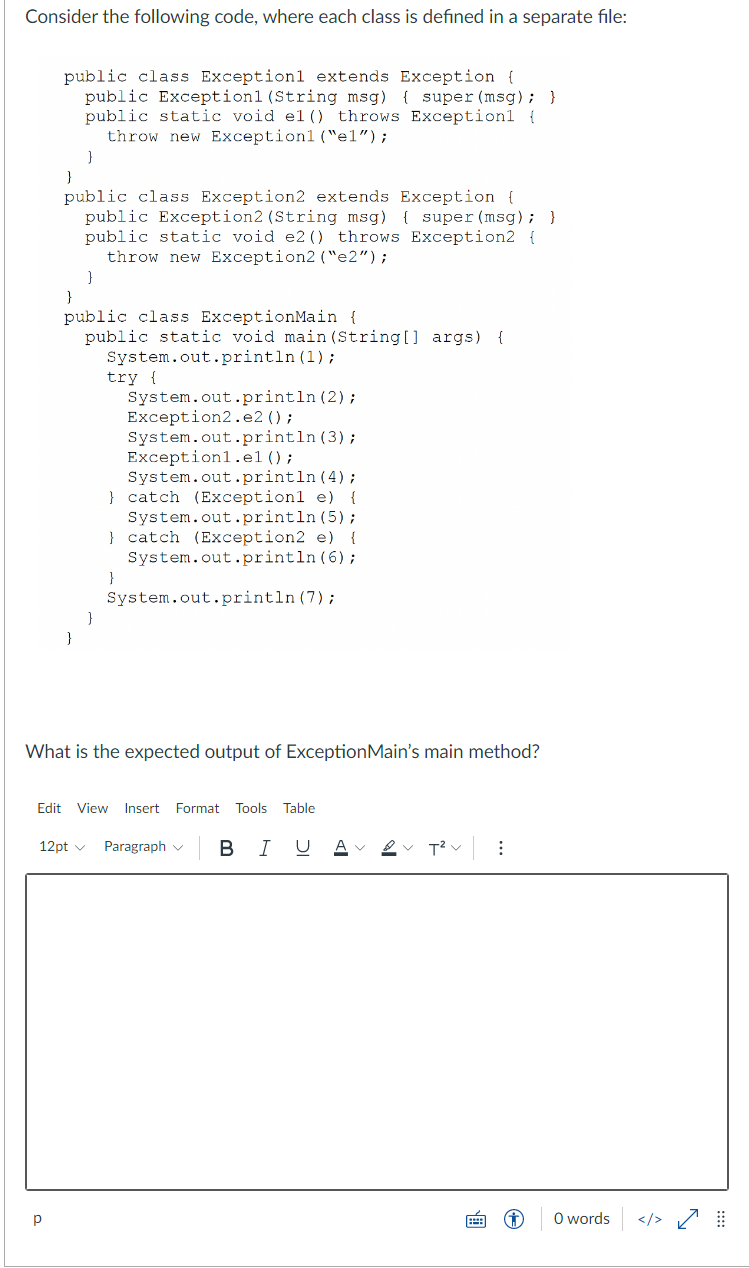 Solved Consider the following code, where each class is | Chegg.com