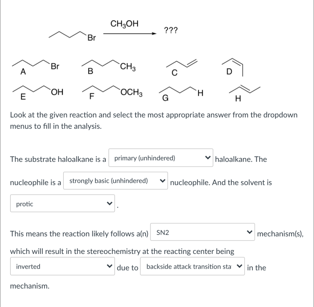 Solved CH3OH ??? Br Br CH3 A B OH OCH3 H E F Look At The | Chegg.com