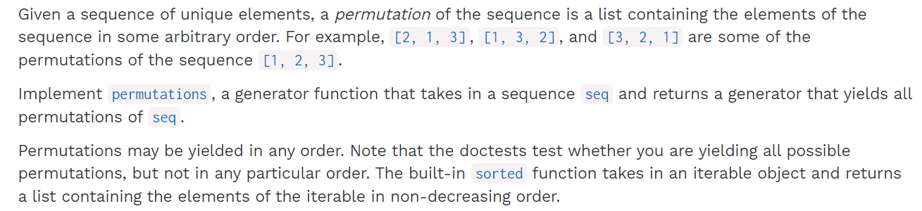 Solved Given a sequence of unique elements, a permutation of | Chegg.com