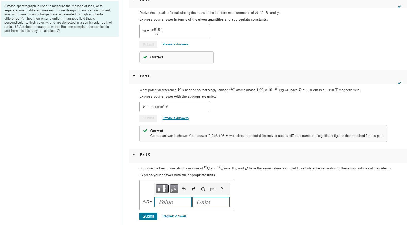 solved-a-mass-spectrograph-is-used-to-measure-the-masses-of-chegg