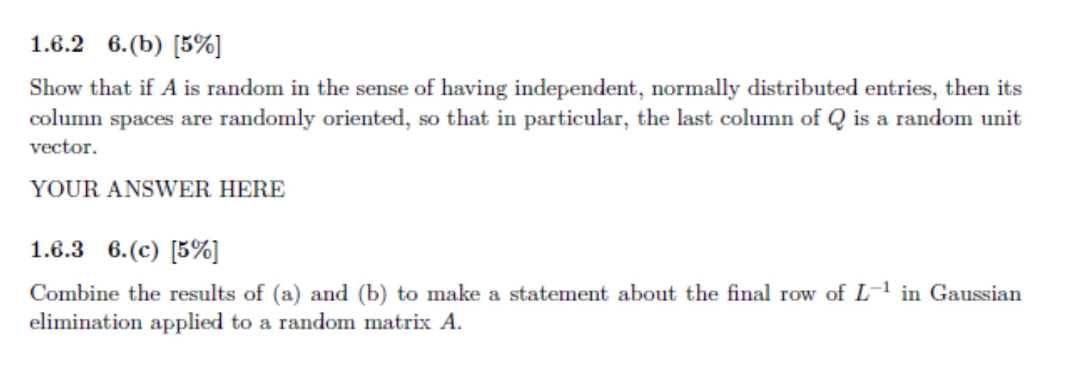 Solved 1.6.1 6.(a) [5] Suppose PA LU (LU factorization with