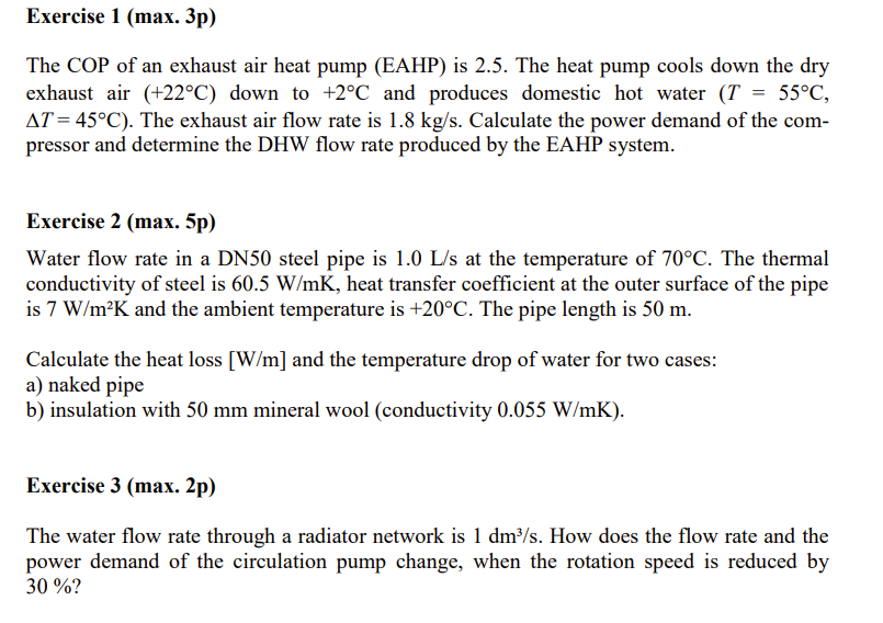 Solved Exercise 1 (max. 3p) The COP of an exhaust air heat