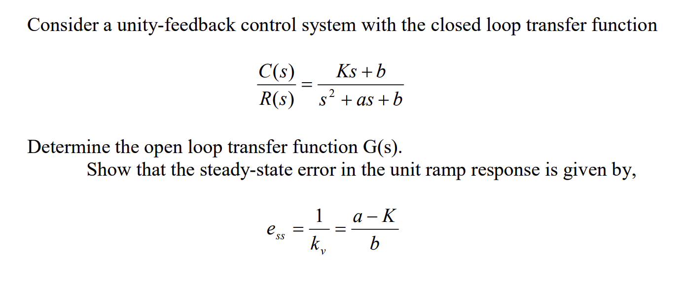 Solved Consider a unity-feedback control system with the | Chegg.com