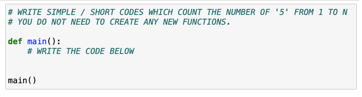 Solved # WRITE SIMPLE / SHORT CODES WHICH COUNT THE NUMBER | Chegg.com