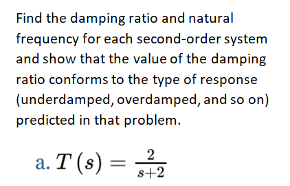 SOLVED FIND THE DAMPING RATIO AND NATURAL FREQUENCY FOR EACH visual data 2