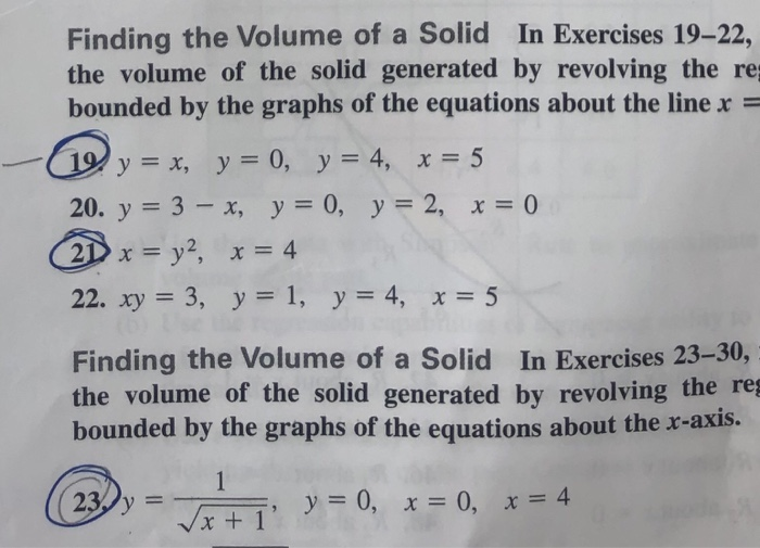 Solved Finding the Volume of a Solid In Exercises 19-22, | Chegg.com