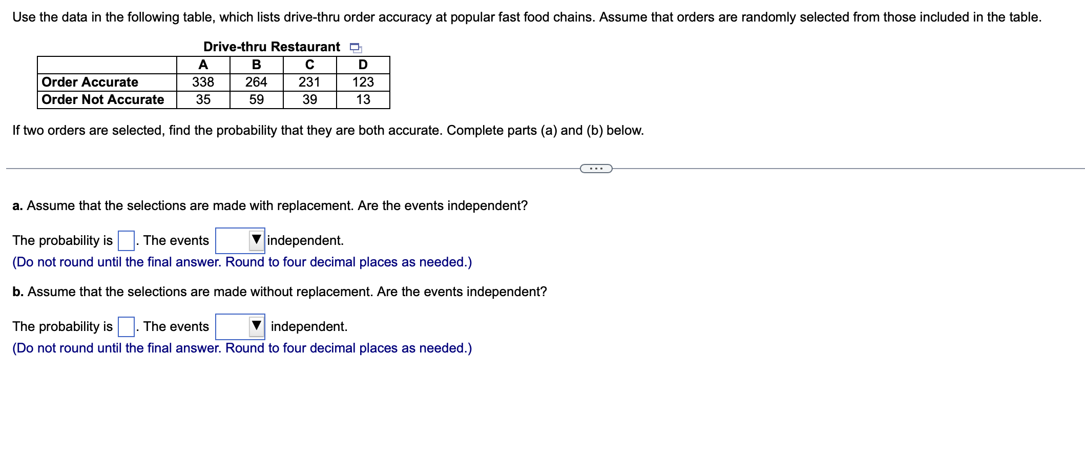 Solved Use the data in the following table, which lists | Chegg.com