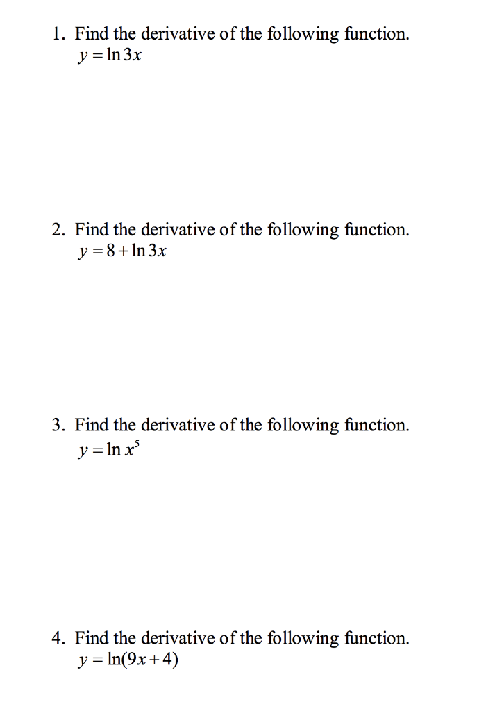 find the first derivative of the following function