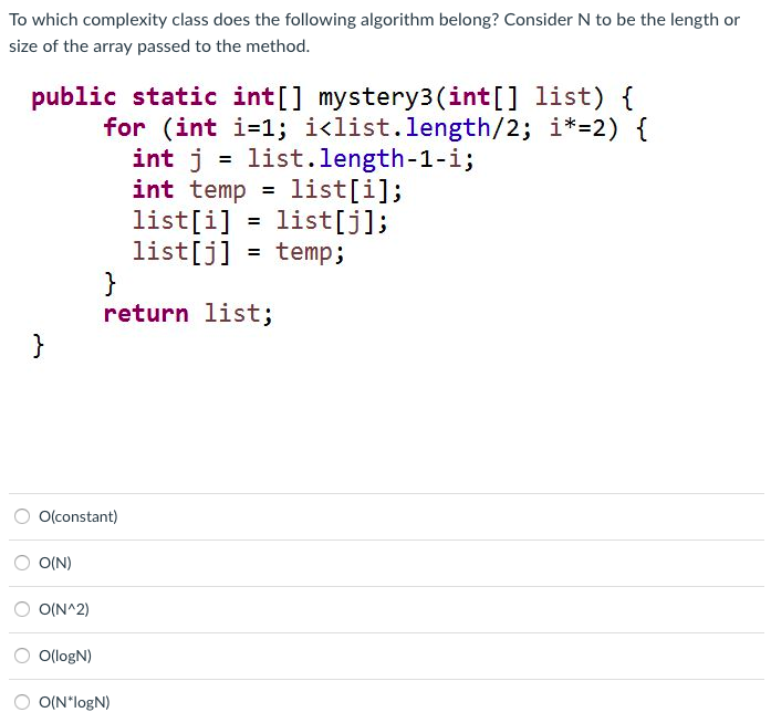 Solved To which complexity class does the following | Chegg.com