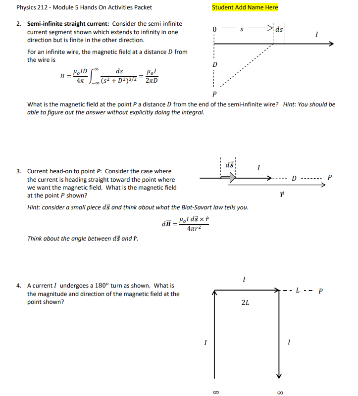 Solved Physics 212 - Module 5 Hands On Activities Packet | Chegg.com