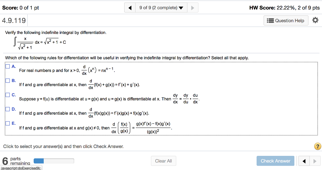 Solved Score: 0 of 1 pt 9 of 9 (2 complete) HW Score: | Chegg.com