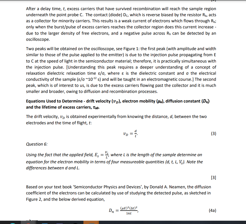 Solved The Haynes-Shockley (HS) experiment is a very useful | Chegg.com