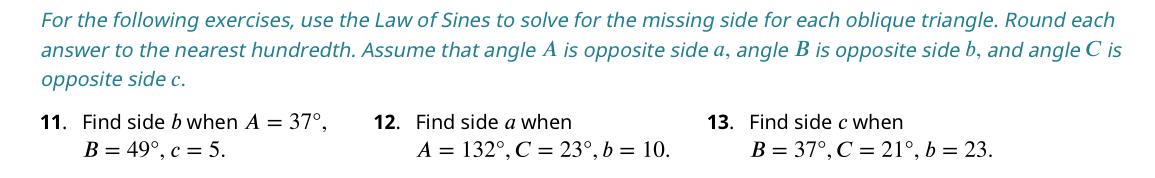 homework 6 law of sines