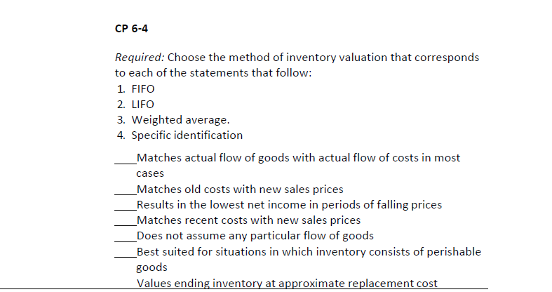 Solved Required: Choose The Method Of Inventory Valuation | Chegg.com