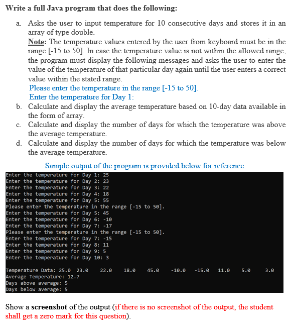 Solved Write a full Java program that does the following: a. | Chegg.com