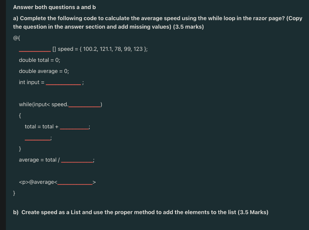 Solved Answer both questions a and b a) Complete the | Chegg.com