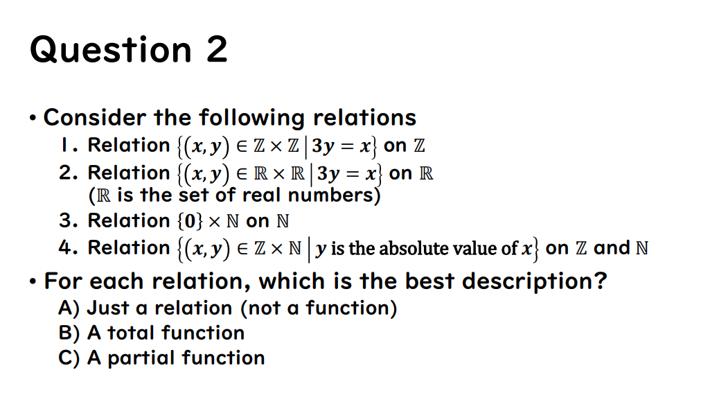 Solved - Consider The Following Relations I. Relation | Chegg.com