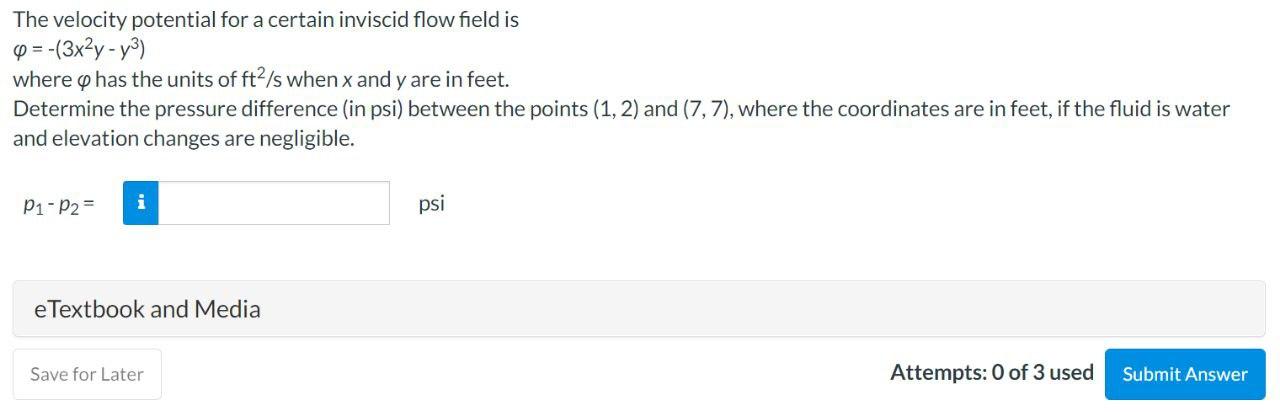 Solved The velocity potential for a certain inviscid flow | Chegg.com