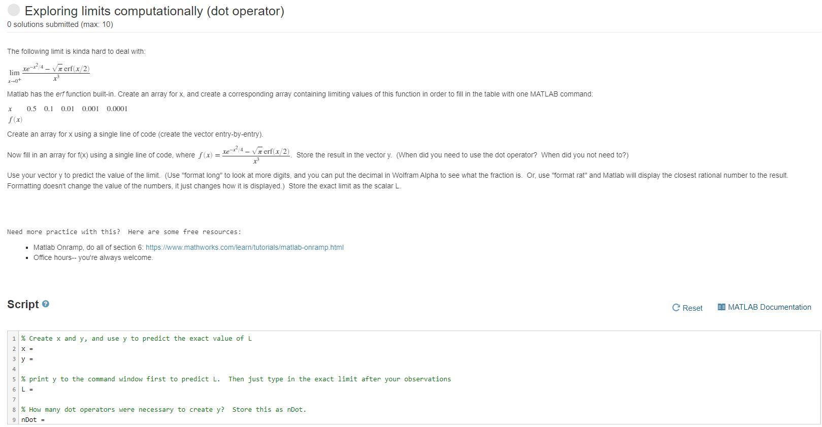 Solved Exploring limits computationally (dot operator) O | Chegg.com