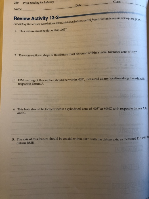 Print Reading For Industry Review Activity 10 1 Solved 280 Print Reading for Industry , Class Date Name | Chegg.com