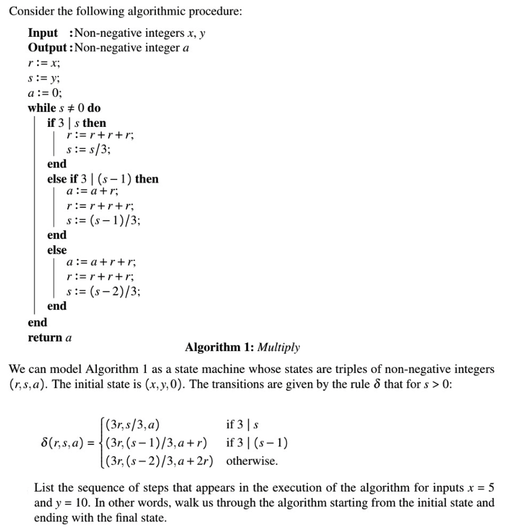 Solved Consider the following algorithmic procedure: Input | Chegg.com