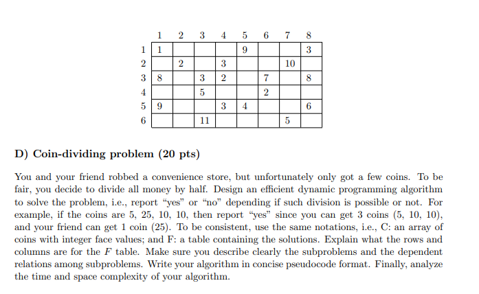 Part 2. Dynamic Programming 50 pts A Coin row Chegg