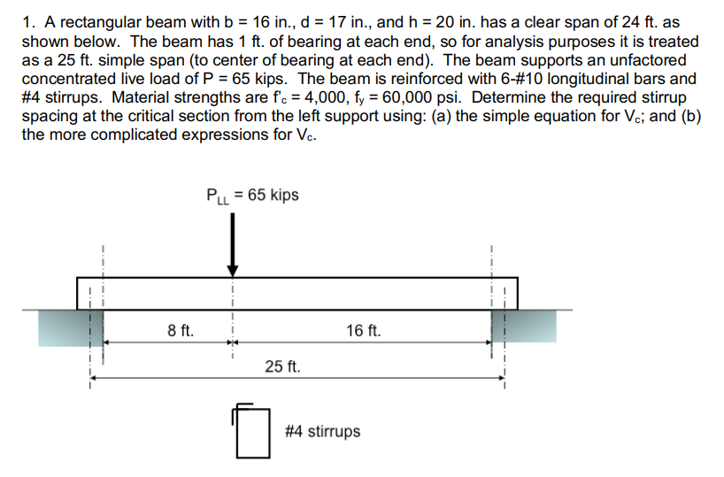 Solved 1. A Rectangular Beam With B 16 In., D-17 In., And H | Chegg.com