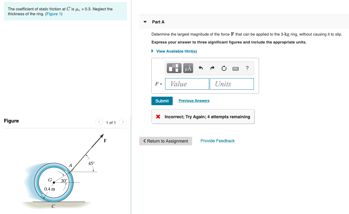 Solved The coefficient of static friction at C is Ms = 0.3. | Chegg.com