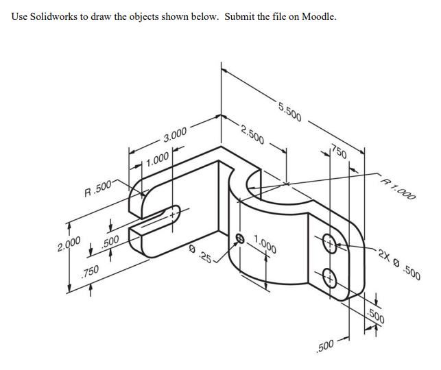 Use Solidworks to draw the objects shown below. | Chegg.com