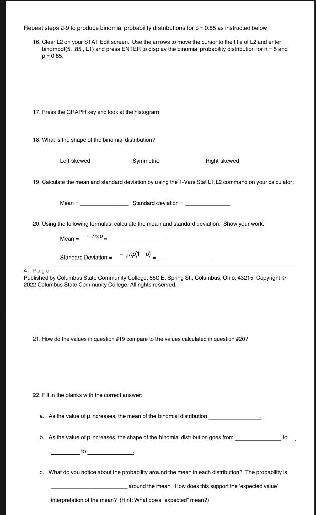 7. Calculate The Mean And Standard Deviation By Using 