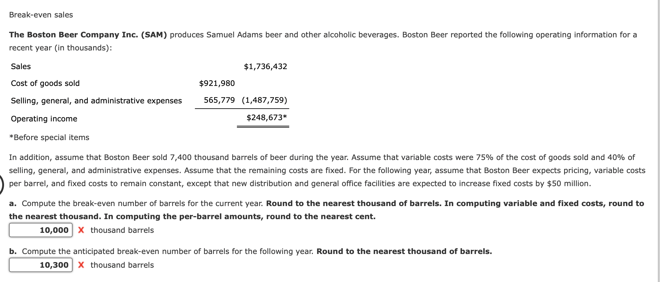 Solved The Boston Beer Company Inc. (SAM) produces Samuel