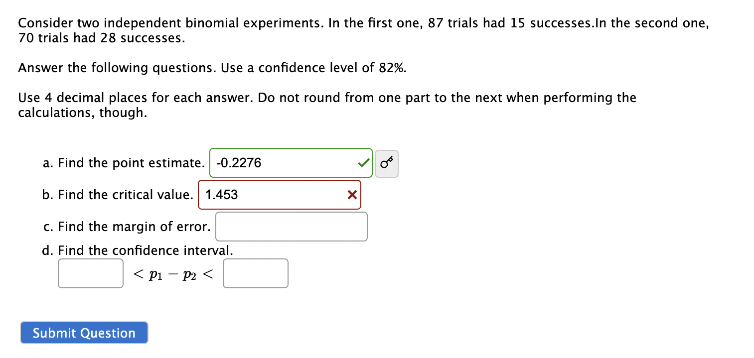 Solved Consider two independent binomial experiments. In the | Chegg.com