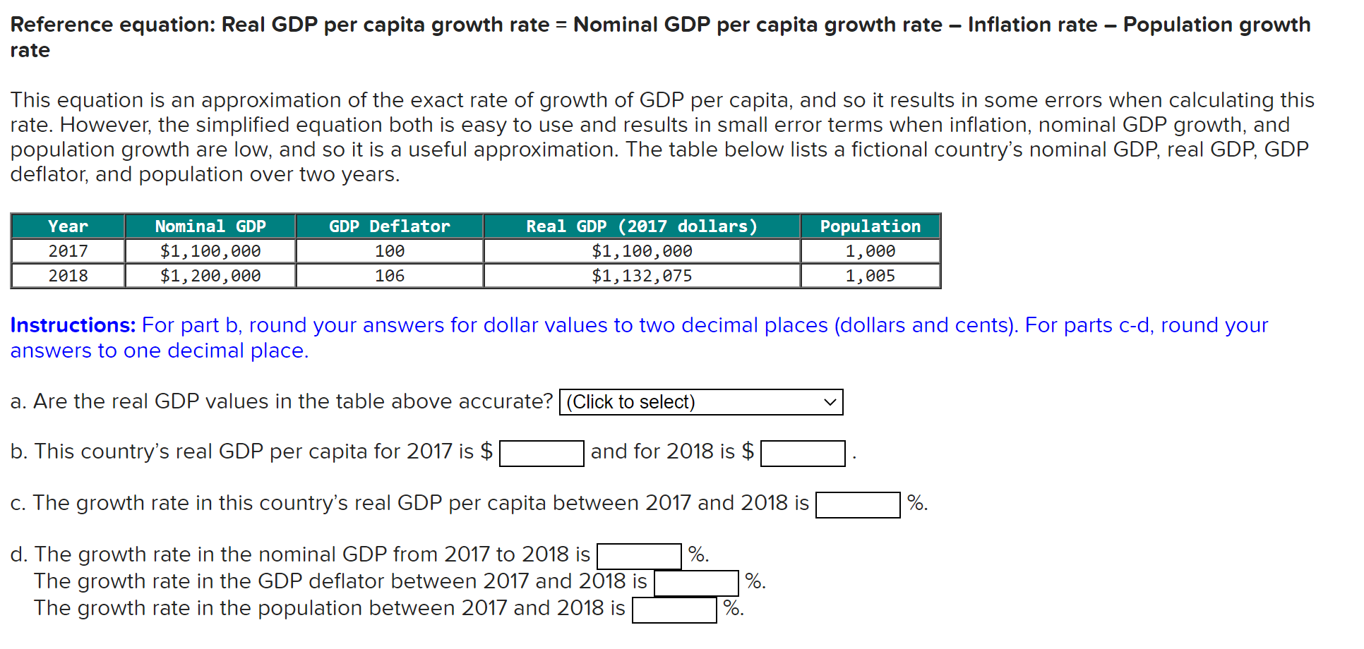 Solved Reference Equation Real Gdp Per Capita Growth Rate Chegg Com