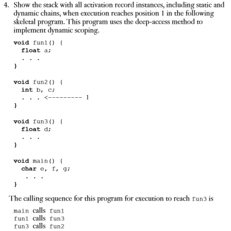 Solved 4. Show the stack with all activation record | Chegg.com