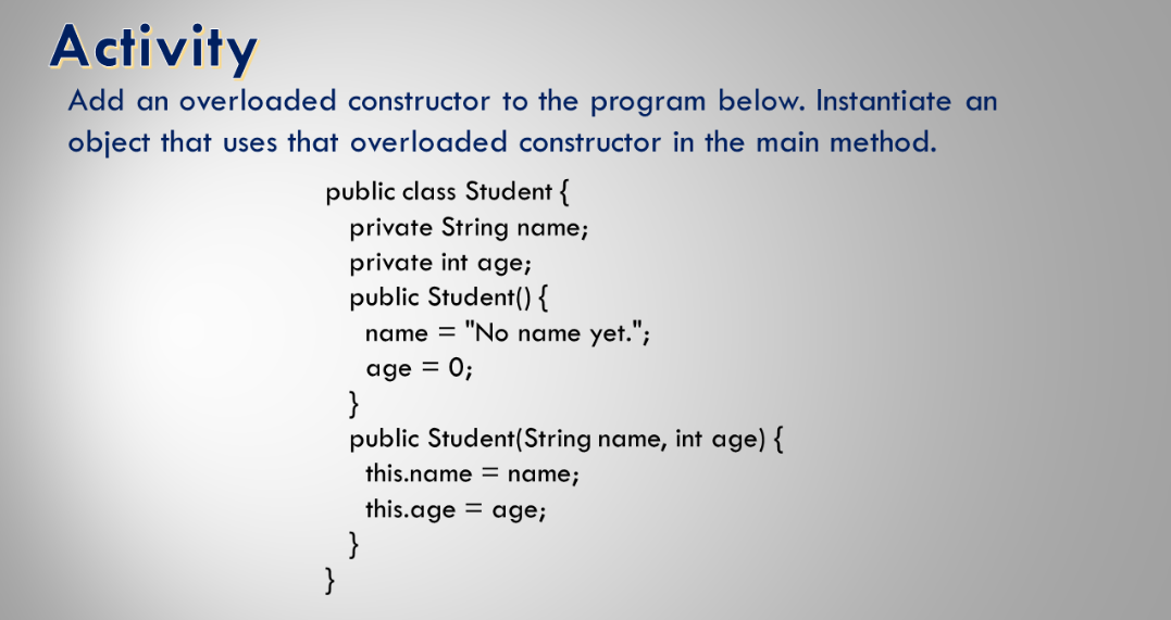 Java Create and overload constructors - The Urban Penguin