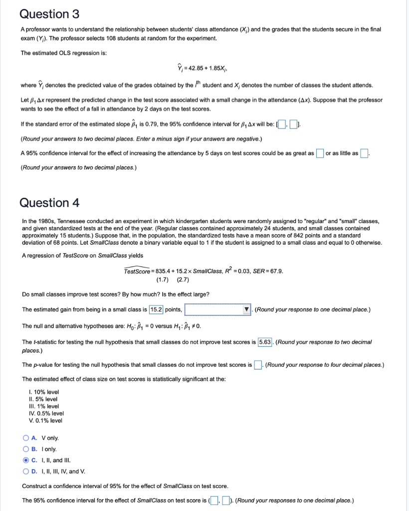 Solved Question 1 Consider The Following Regression Equat Chegg Com