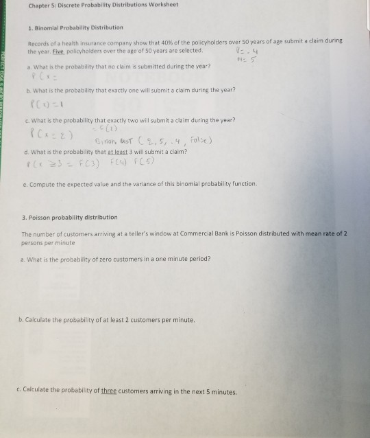 Binomial Distribution Worksheet / Probability Distributions - Learn