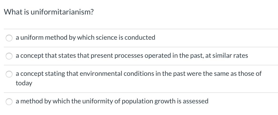 Solved What is uniformitarianism? a uniform method by which | Chegg.com