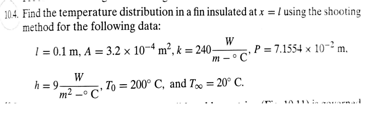 Solved 10.4. Find the temperature distribution in a fin | Chegg.com