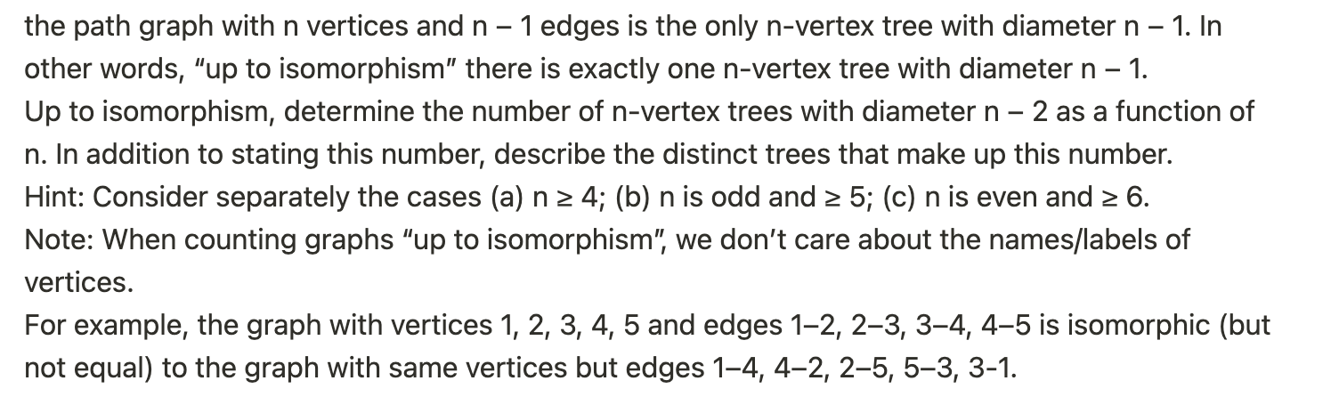 Solved the path graph with n vertices and n - 1 edges is the | Chegg.com