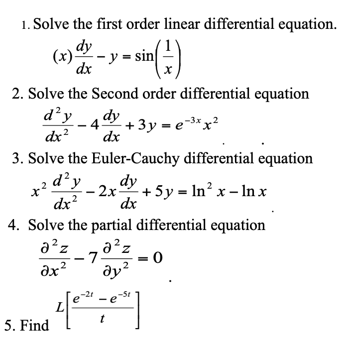 Solved 1 Solve The First Order Linear Differential Chegg Com