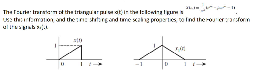 Solved The Fourier transform of the triangular pulse x(t) in | Chegg.com