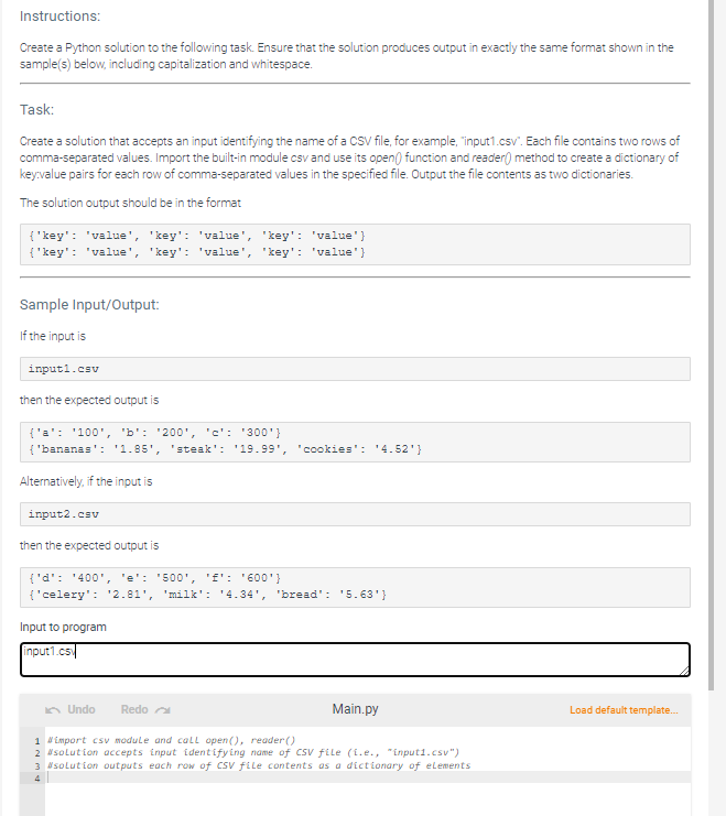 Instructions:
Create a Python solution to the following task. Ensure that the solution produces output in exactly the same fo