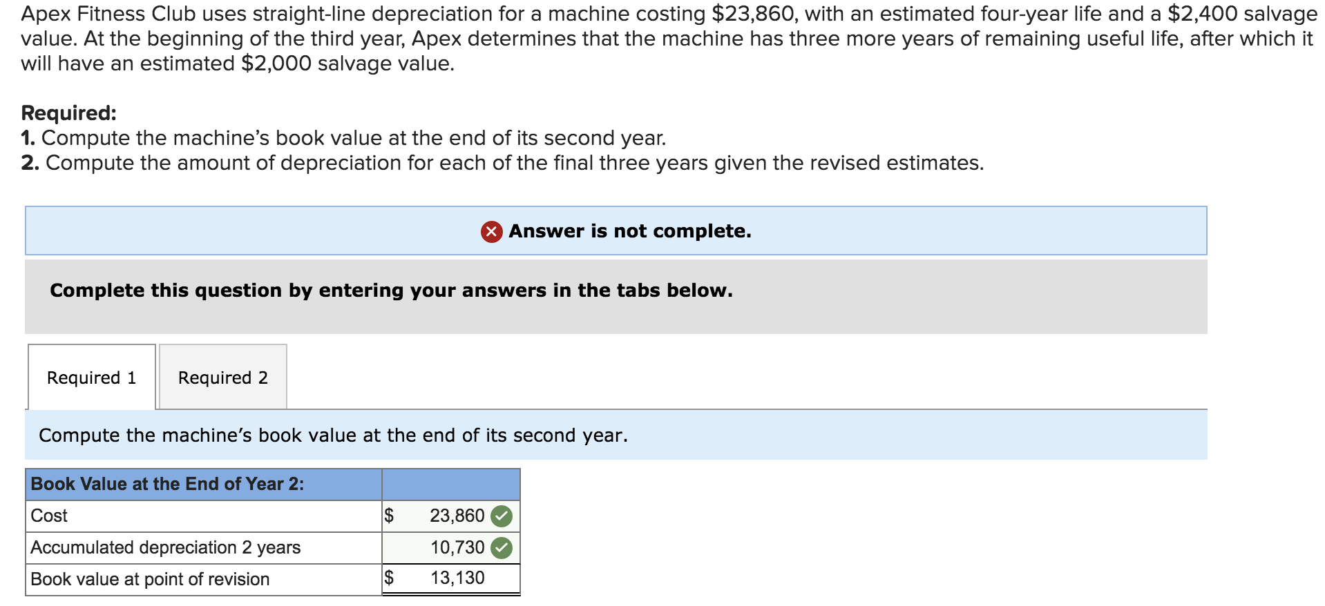 Solved Apex Fitness Club uses straightline depreciation for