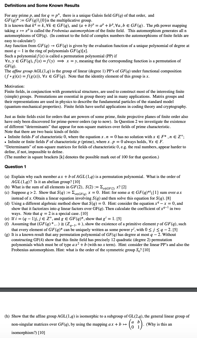 Solved Definitions and Some known Results For any prime p Chegg