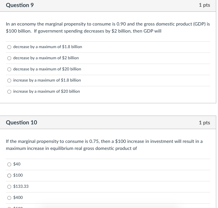 Solved Question 9 1 Pts In An Economy The Marginal | Chegg.com