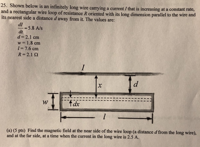 Solved 25. Shown below is an infinitely long wire carrying a | Chegg.com