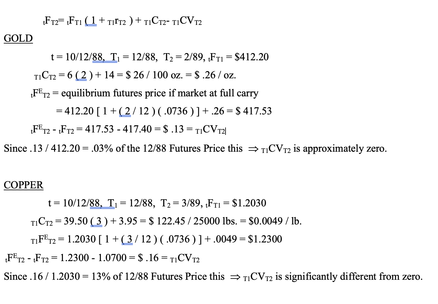 Test whether the gold and copper futures markets are